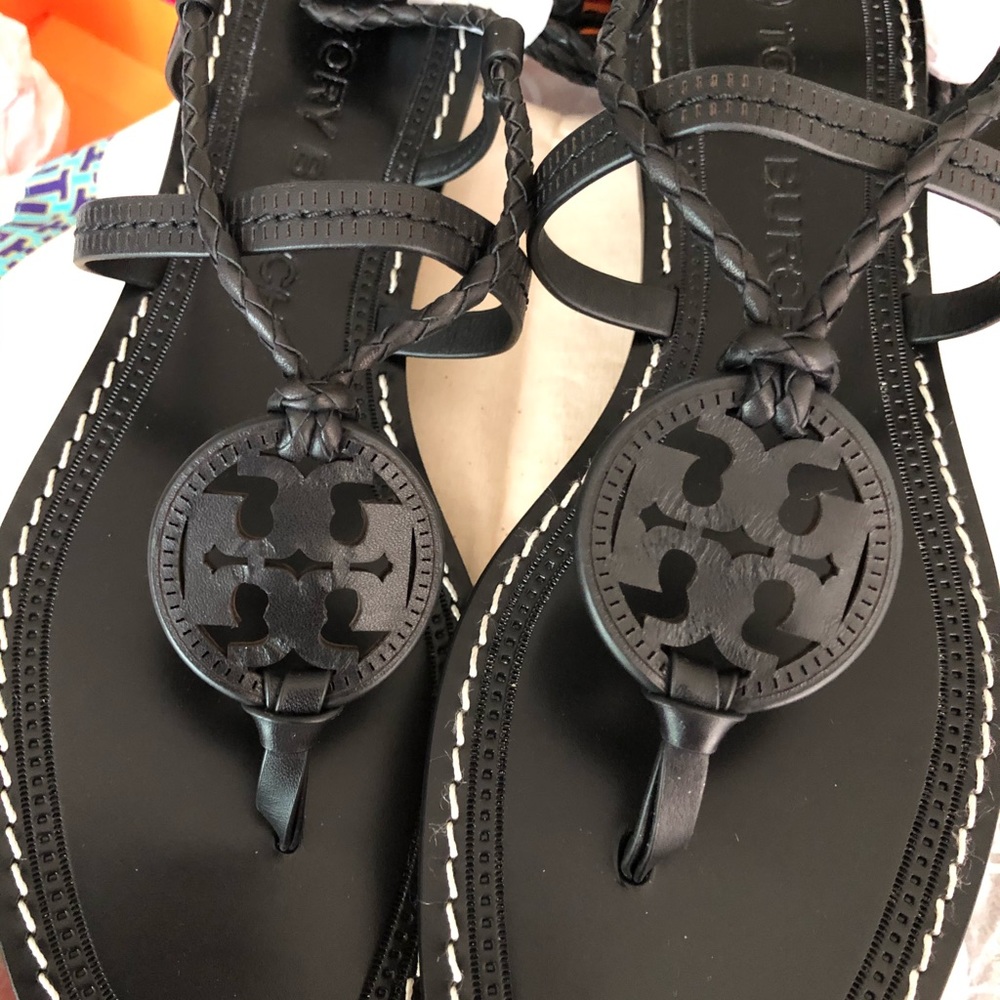 Tory Burch Miller Braided Ankle-Wrap Sandal